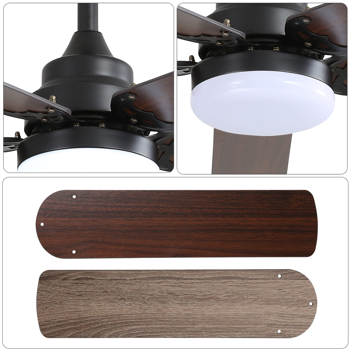 42 Inch Black Ceiling Fan with Remote Control
