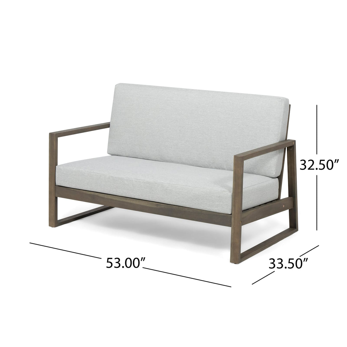 Grey Acacia Wood Outdoor Patio Loveseat Set for Garden