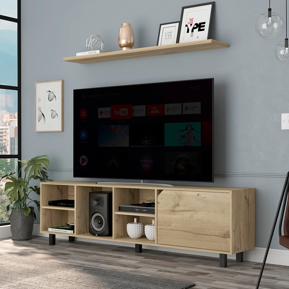 Light Oak TV Stand - 70 Inch TV Storage