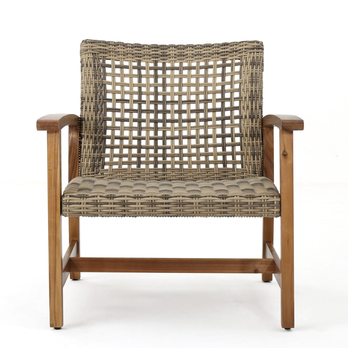 Acacia Wood Wicker Club Chairs - 2-Piece Patio Set Natural+Grey
