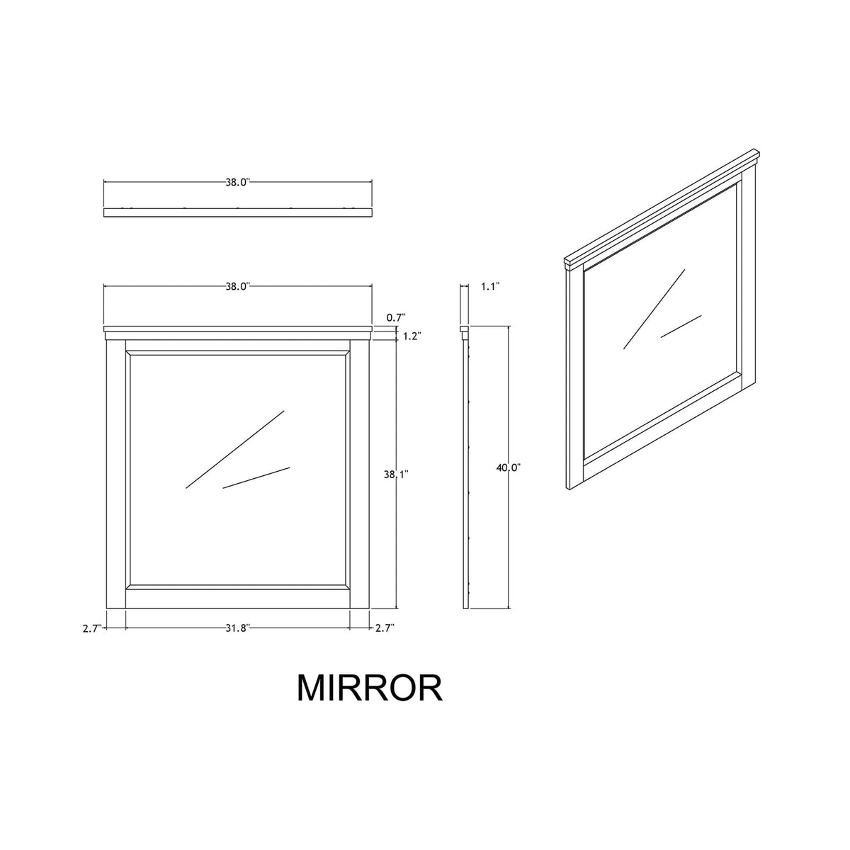 Farmhouse Beige Brown MDF Mirror for Dresser Renovation