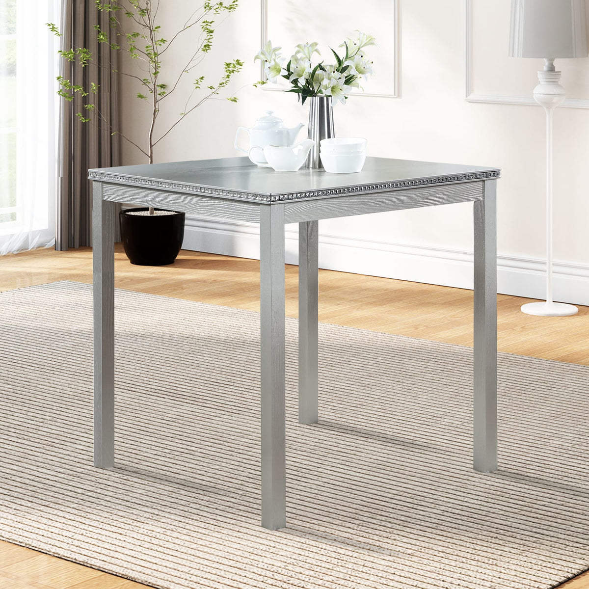 Modern Square Dining Table, Counter Height for Kitchen or Dining Room