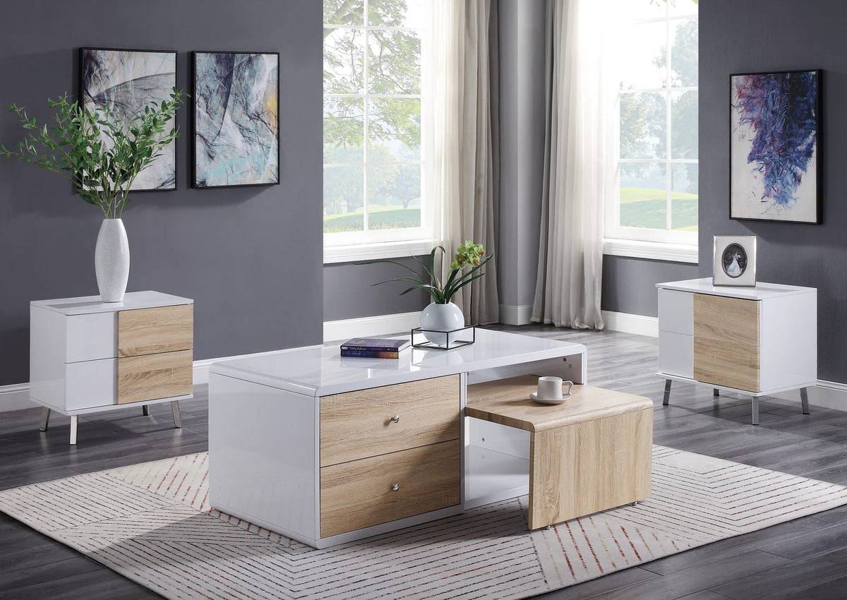 White Rectangular Coffee Table with Drawers