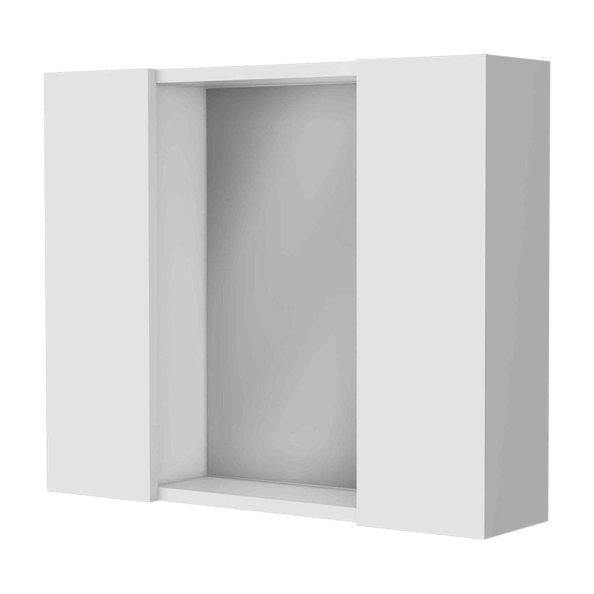 Modern Wall Mounted Bathroom Storage Cabinet in White Engineered Wood