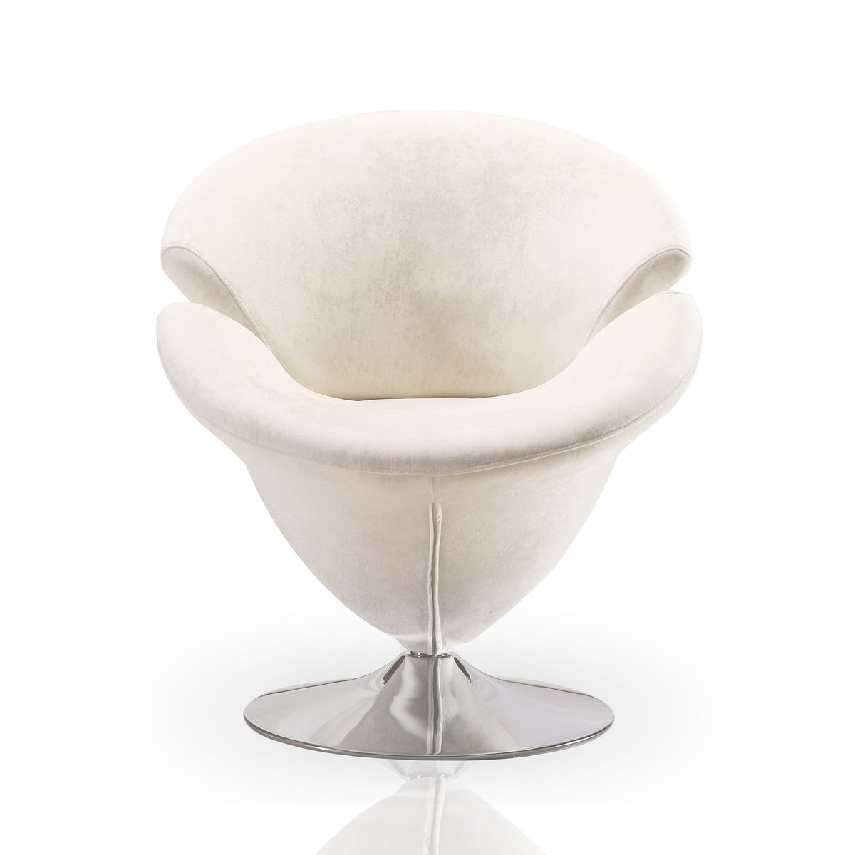 White Swivel Lounge Chair - Metal & Velvet for Living Room