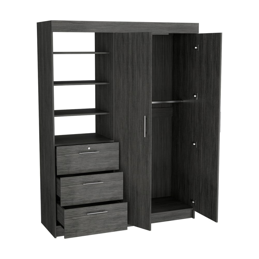 Gray Armoire Rumanu - 2-Door Storage Wardrobe