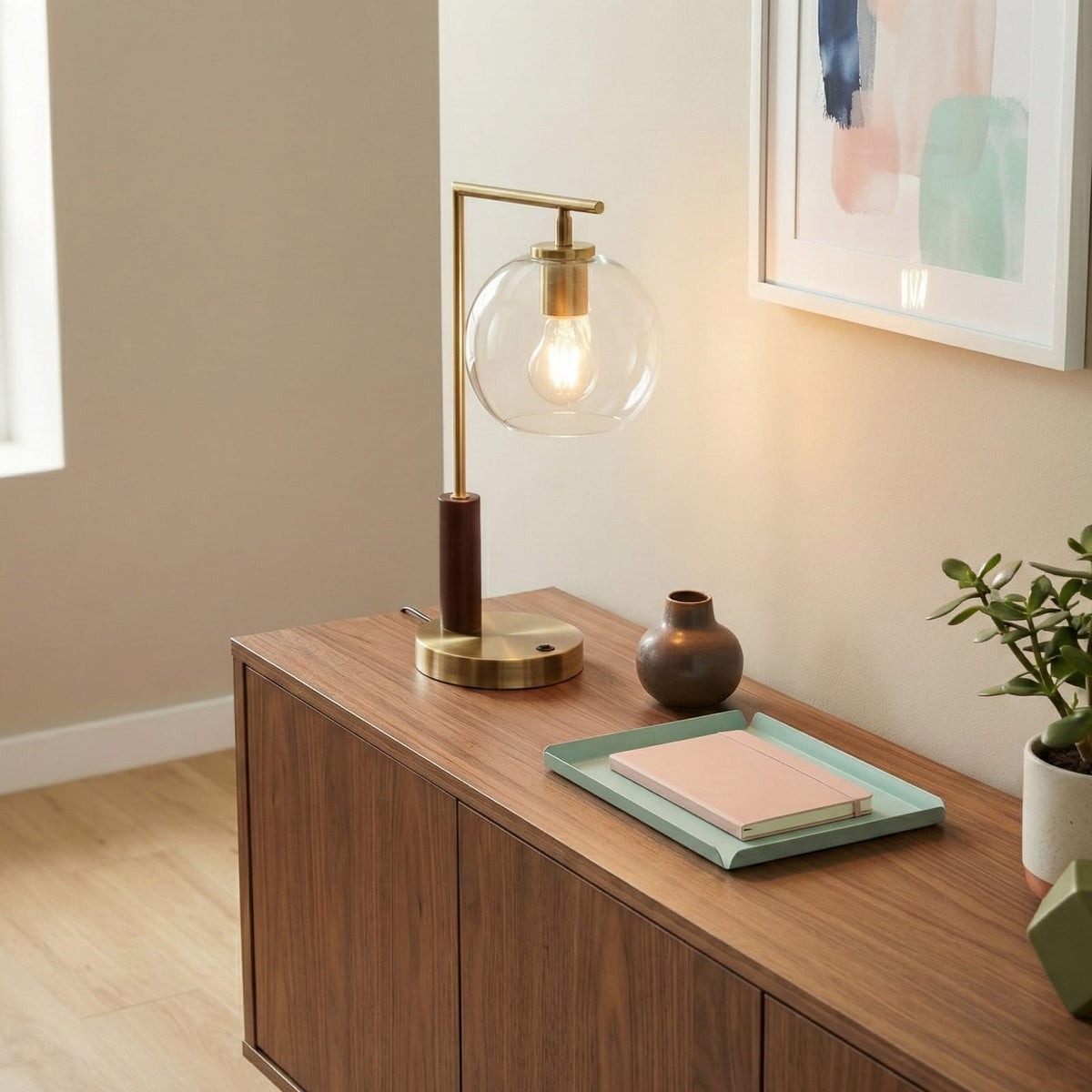 Gold Metal Table & Floor Lamp - Living Room Bedroom