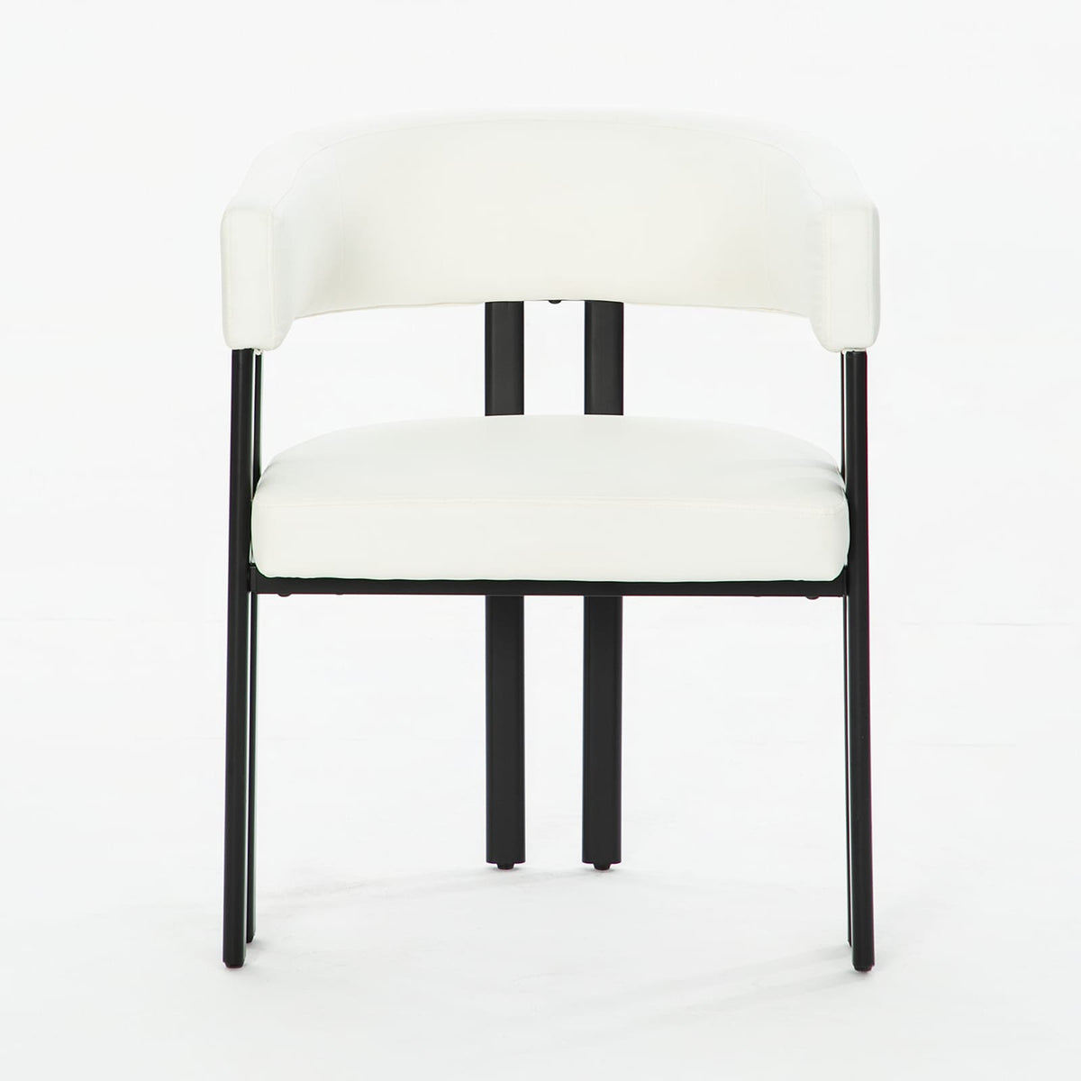 White Faux Leather Barrel Dining Chairs - Set of 2