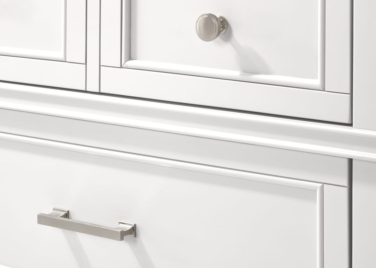 White 5 Drawer Chest - Solid Wood MDF Dresser for Bedroom