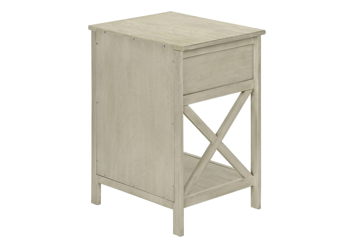 2 Tier Accent Table - White MDF Storage Drawer
