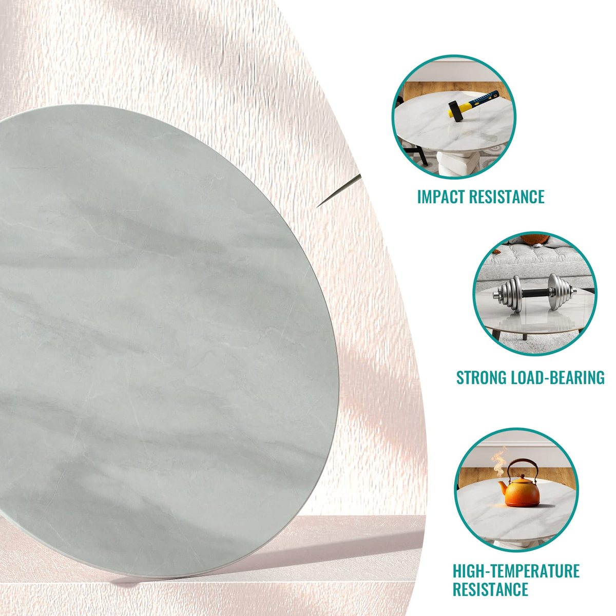 28 Inch Round Tempered Glass Table Top Gray