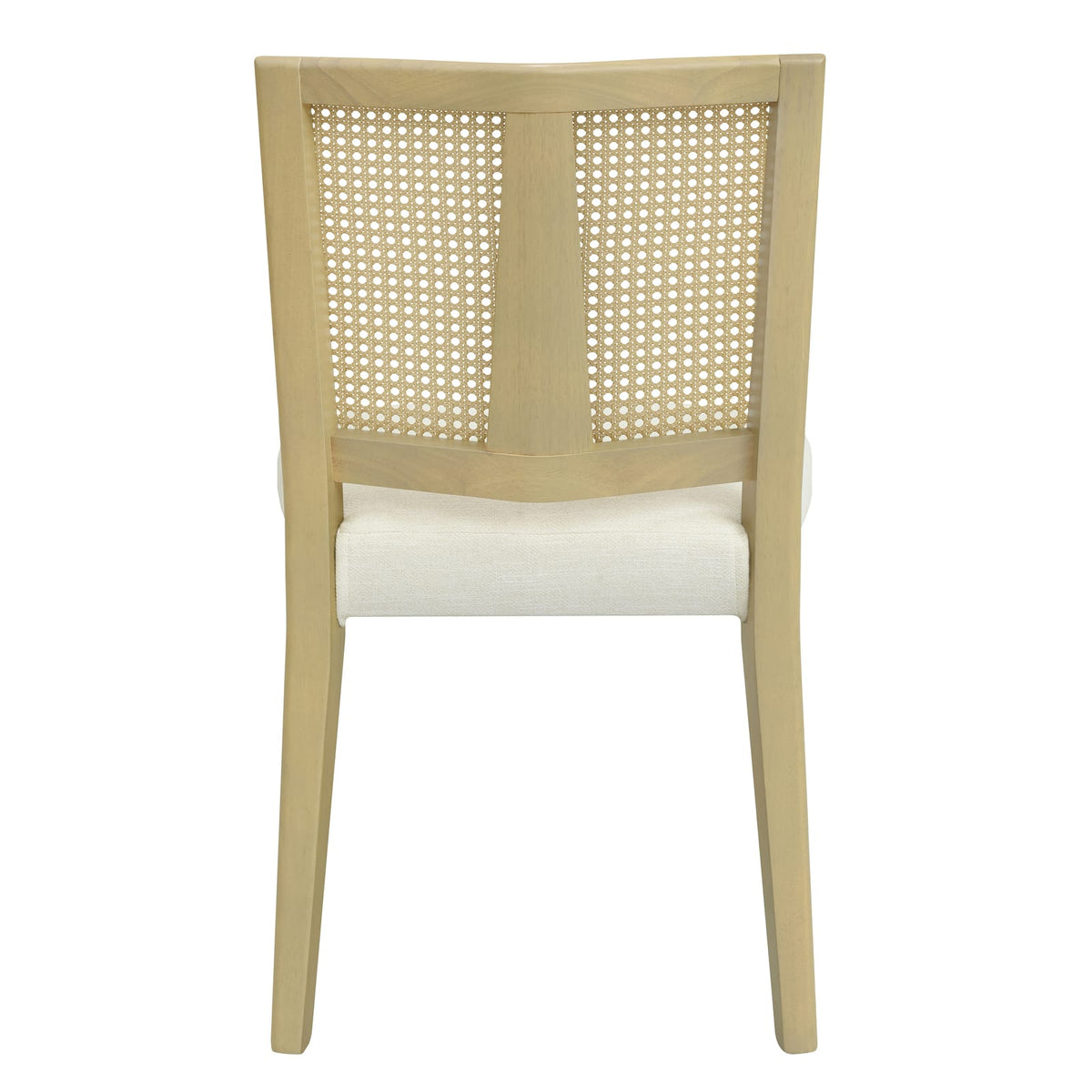 Rattan Dining Chairs Set of 2 - Beige & Natural Ash Wood