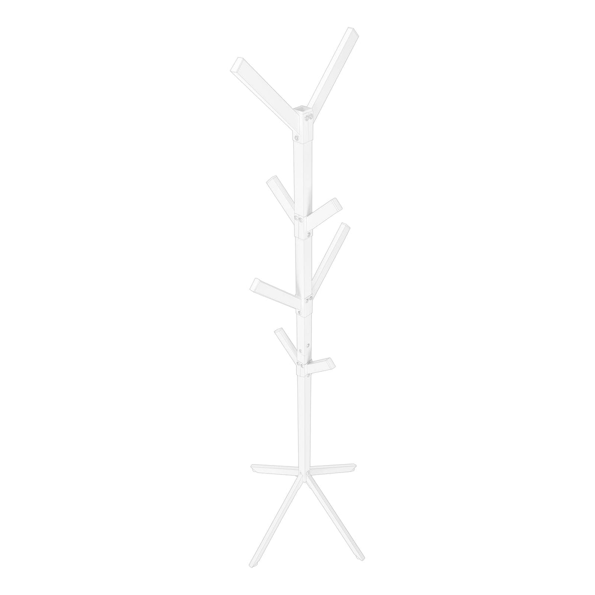 White Metal Coat Rack - 8 Hooks, Entryway Hall Tree