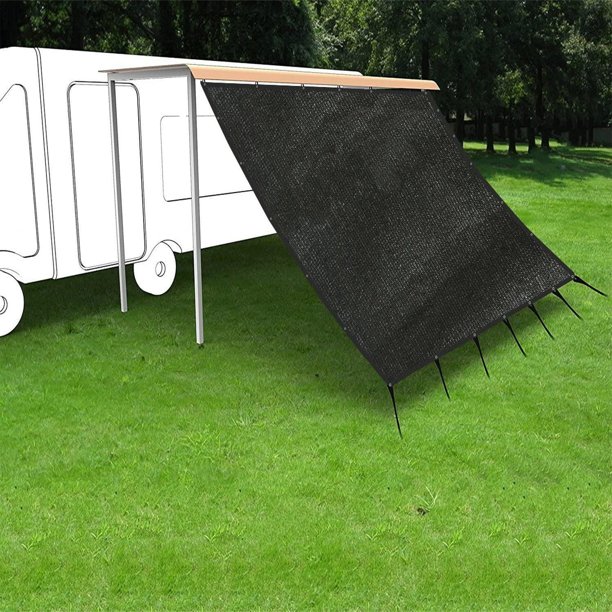 8 ft Black Fabric Shade Panel for Poolside or Garden Use