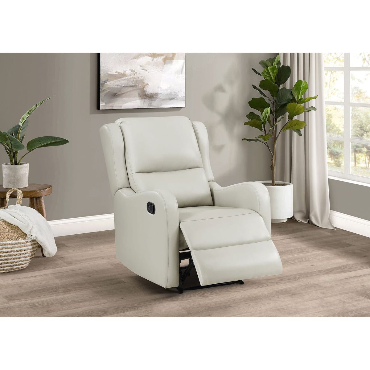 Ivory Faux Leather Recliner Chair - 30" W