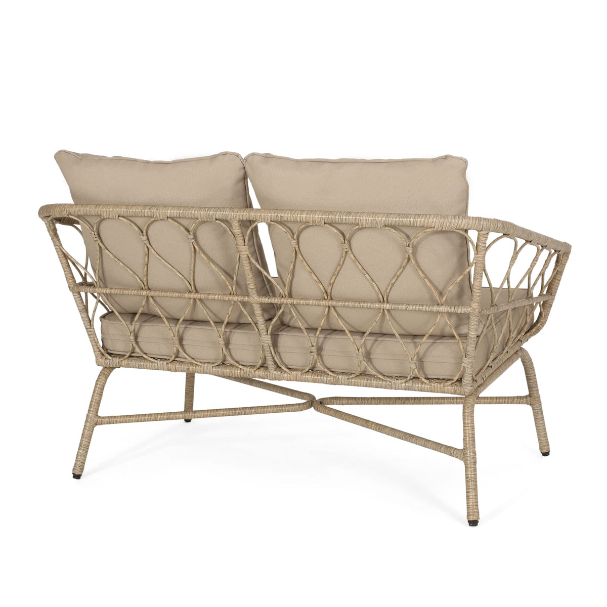 Brown Rattan Loveseat Set for Patio Outdoor