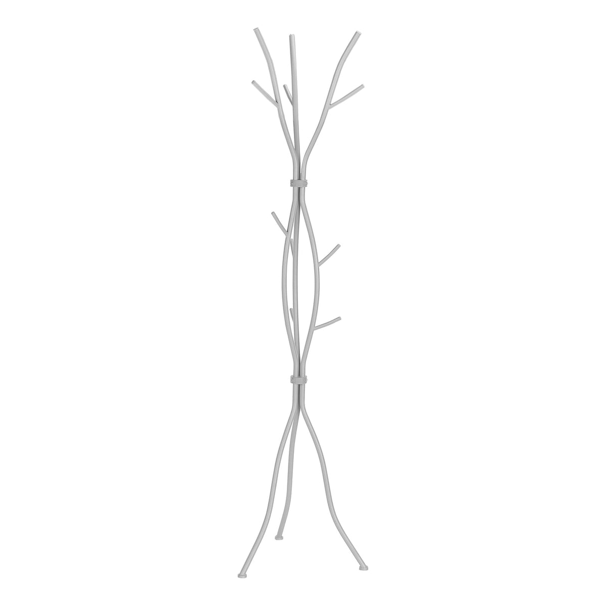 Silver Metal Coat Rack - 8 Hooks Hall Tree Entryway Storage