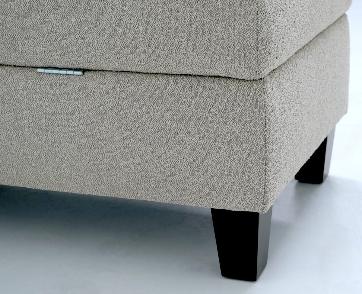 Gray Engineered Wood Storage Ottoman with Foam Filler for Living Room