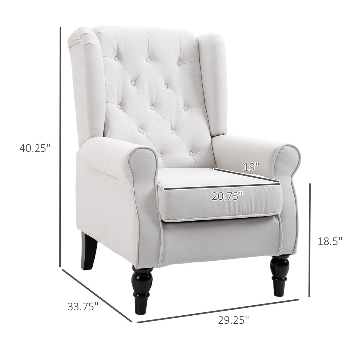Living Room Cream White Button Tufted Accent Chair - Comfortable & Stylish Seating