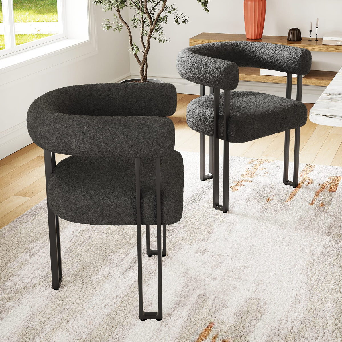 Black Metal Dining Armchairs Set of 2