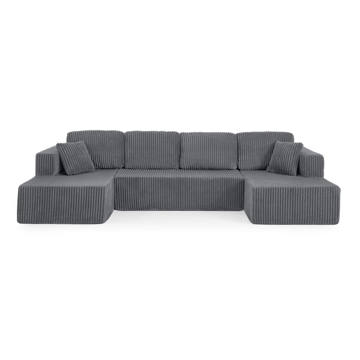 5 Seat Grey Foam Sectional Sofa - Modular Couch for Living Room