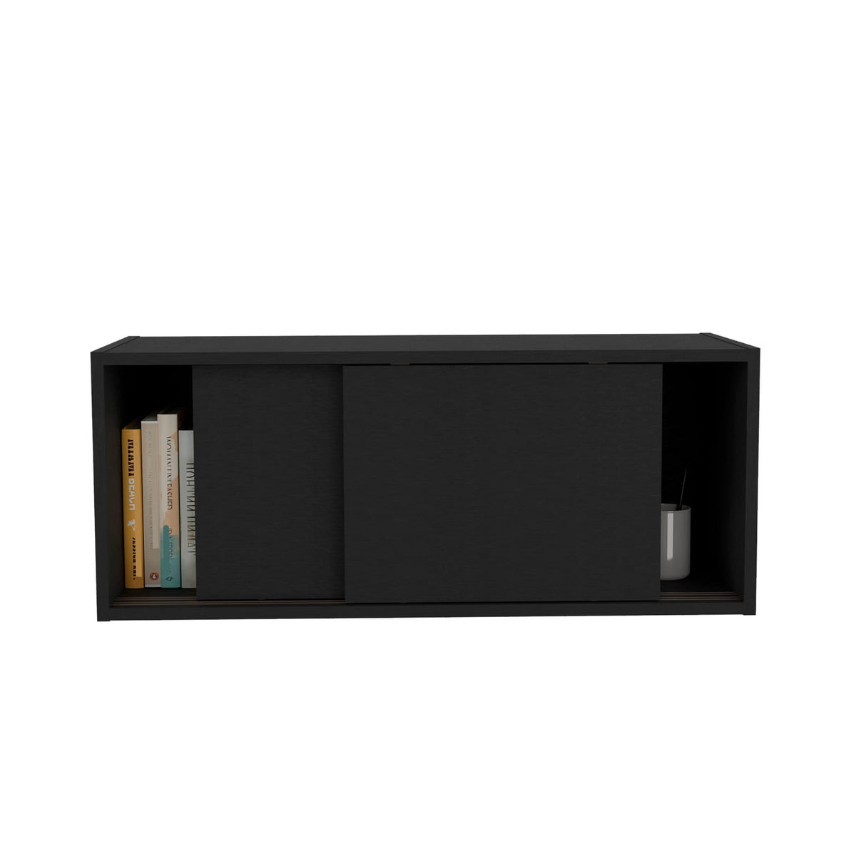 Note 32"W x 13"H Wall Cabinet - Black File Storage
