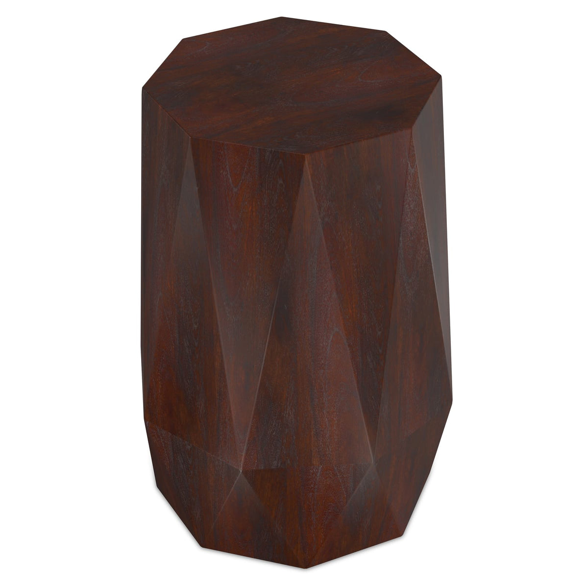 Kurt Side Table - Walnut Brown Geometric Accent Table for Living Room