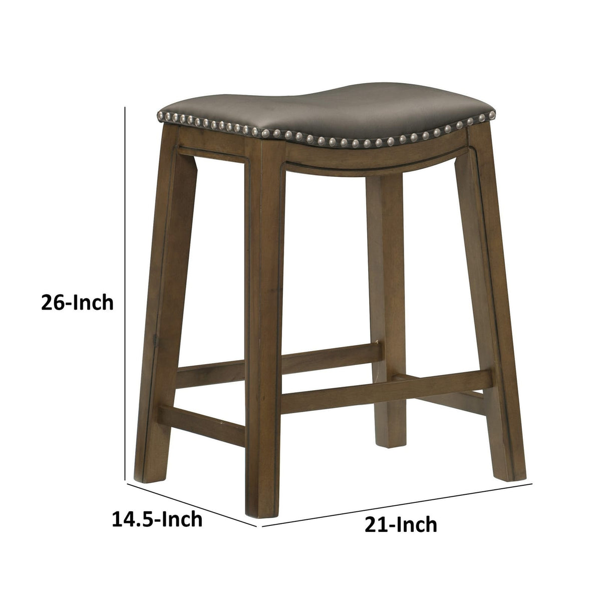 Brown Gray Counter Height Stool - 26 Inch Wood Seat