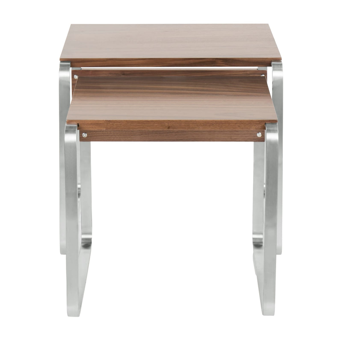 Mid-Century Nesting Tables - Walnut & Stainless Steel