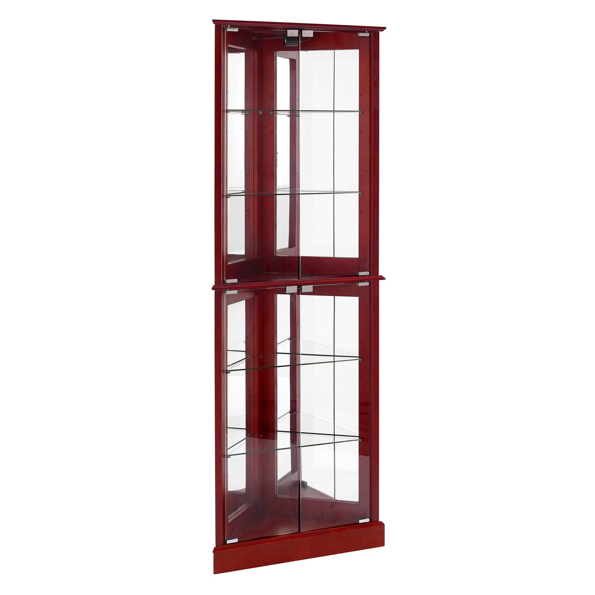 Cherry Mirrored Corner Curio Cabinet - 72" Display Cabinet