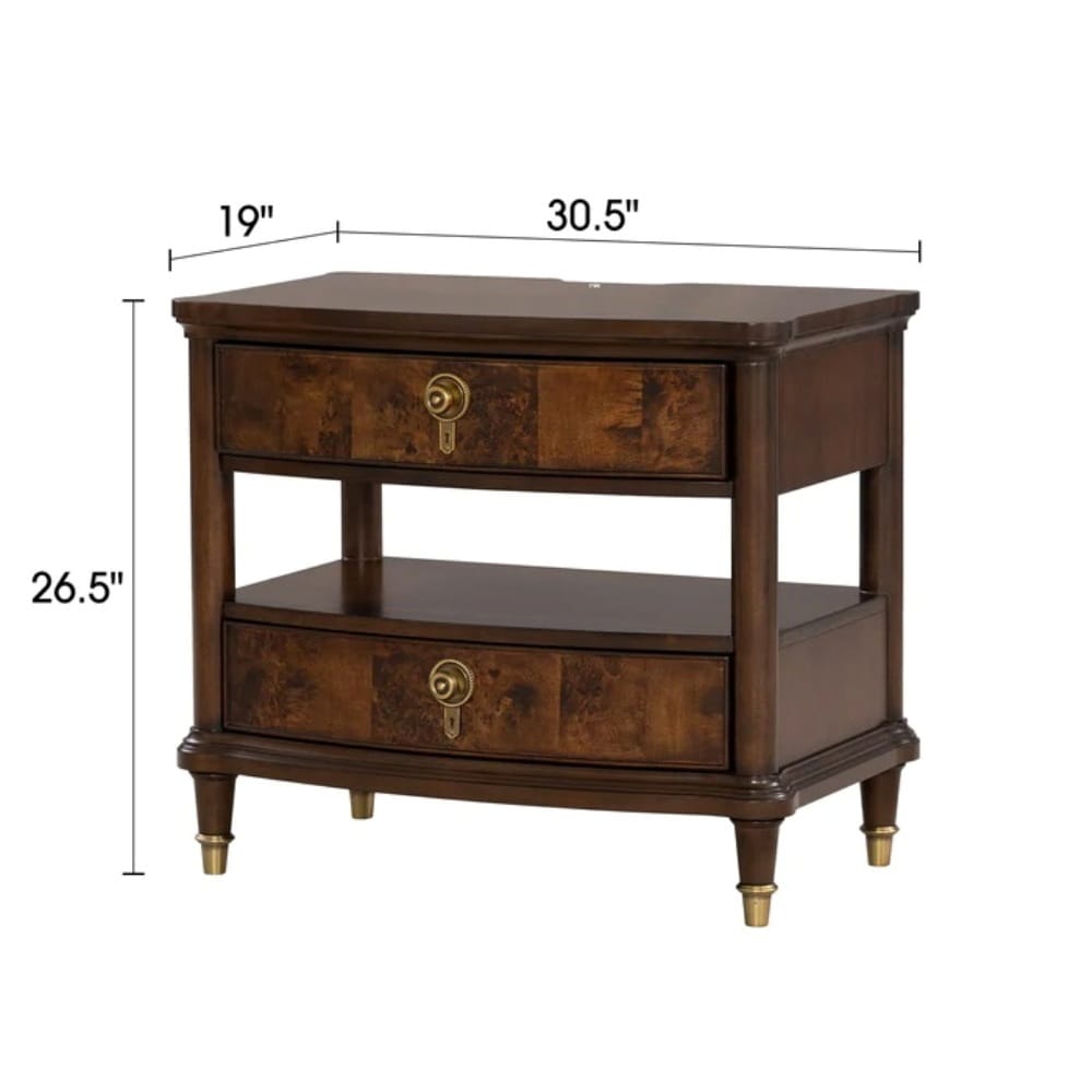 Traditional Cherry Nightstand with USB - Bedroom Storage