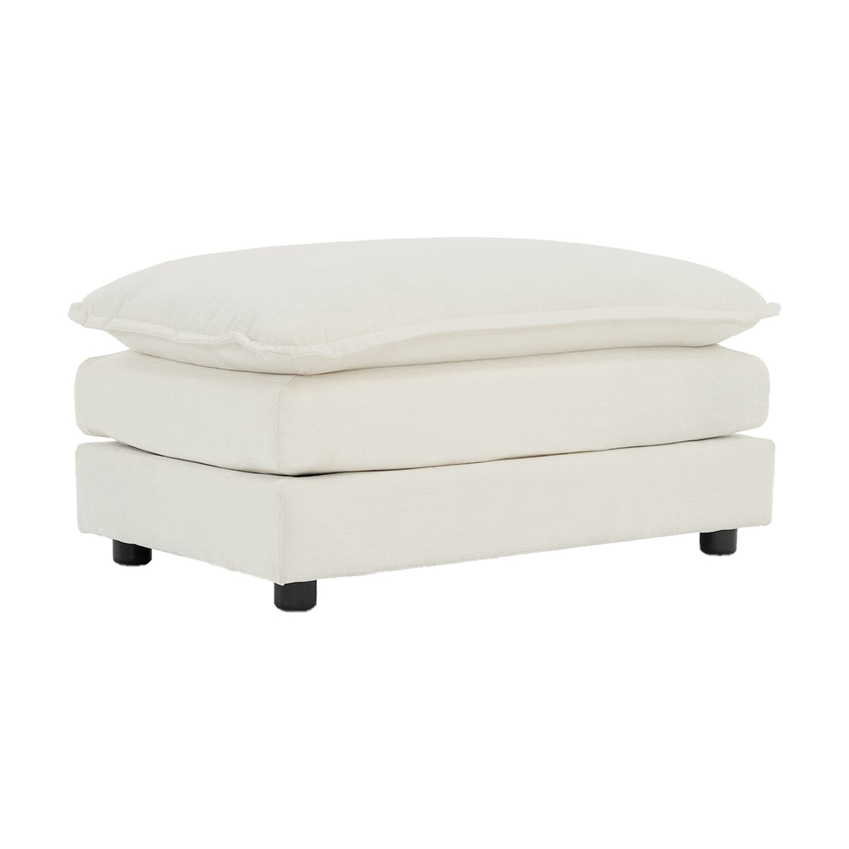 White Chenille Footrest Ottoman - Plush Comfort Accent