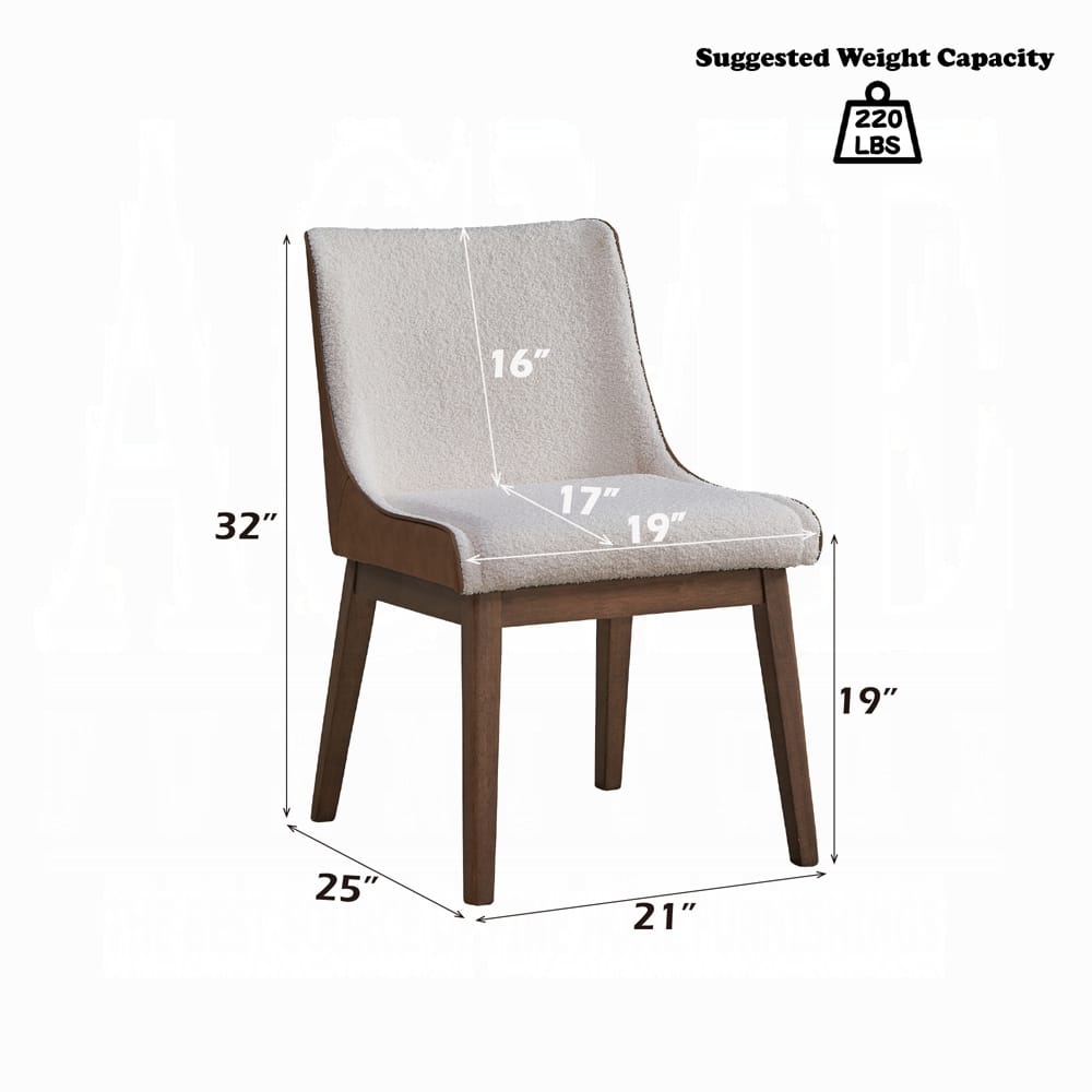 Modern Wingback Dining Chairs Set of 2 in Brown White Wood Finish