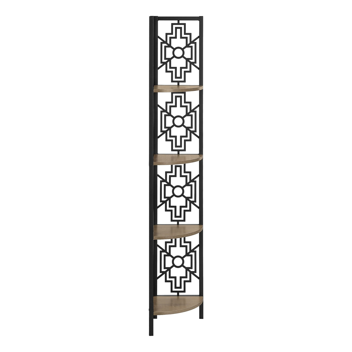 4 Tier Taupe Metal Etagere Bookcase - Corner Shelf Display
