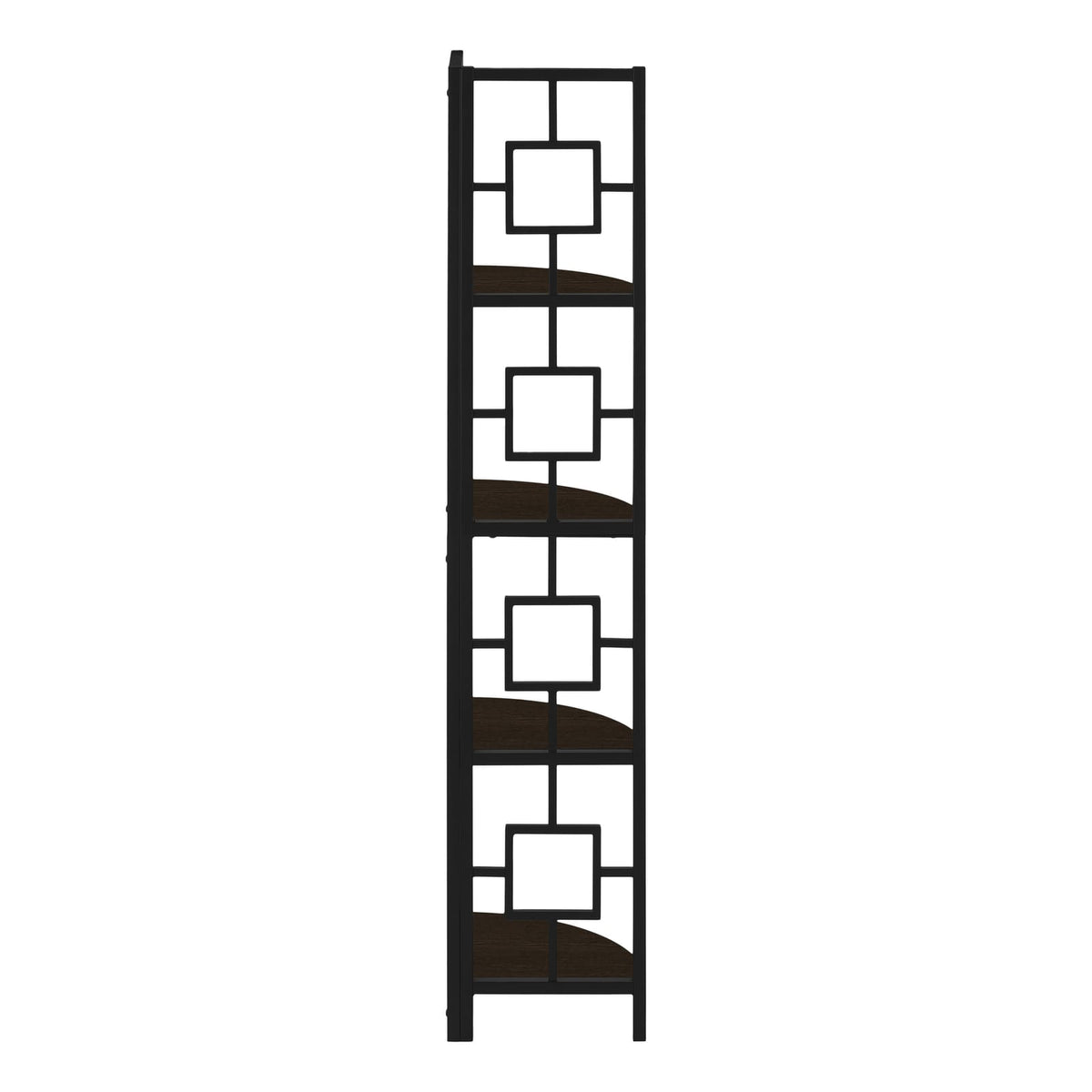4 Tier Espresso Metal Corner Bookshelf - 62"H for Living Room