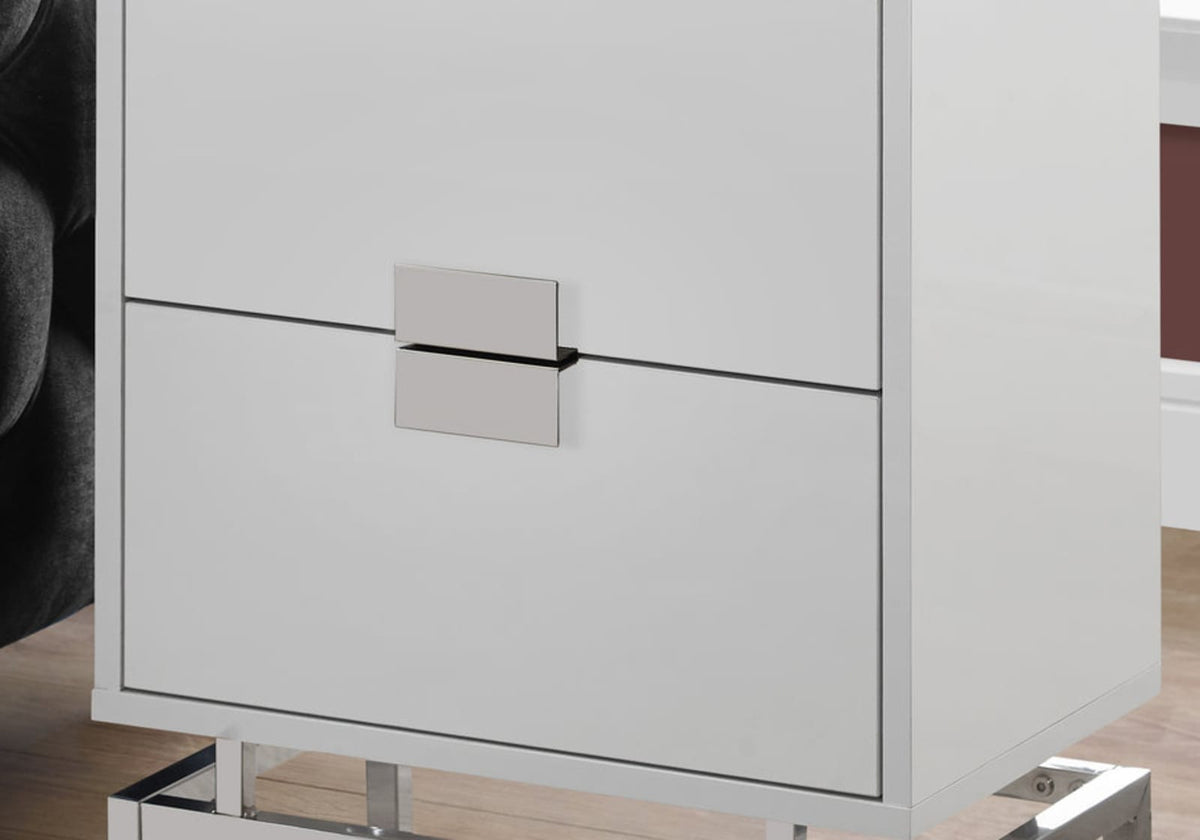 White MDF Nightstand Table with Storage Drawers