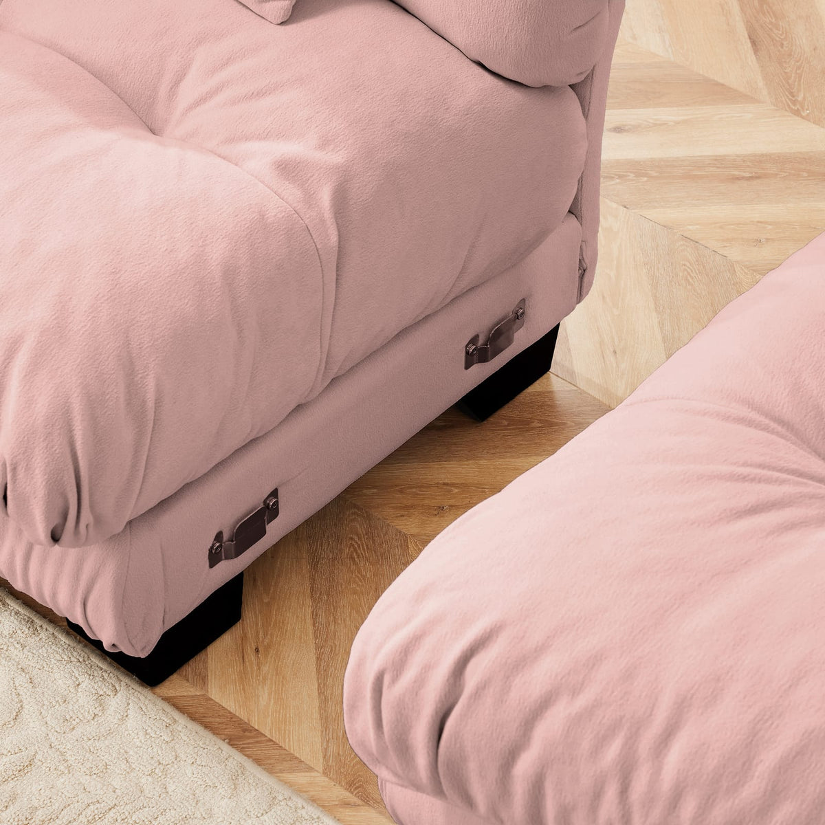Pink Chenille Pariss Sofa - 2 Seat Armless