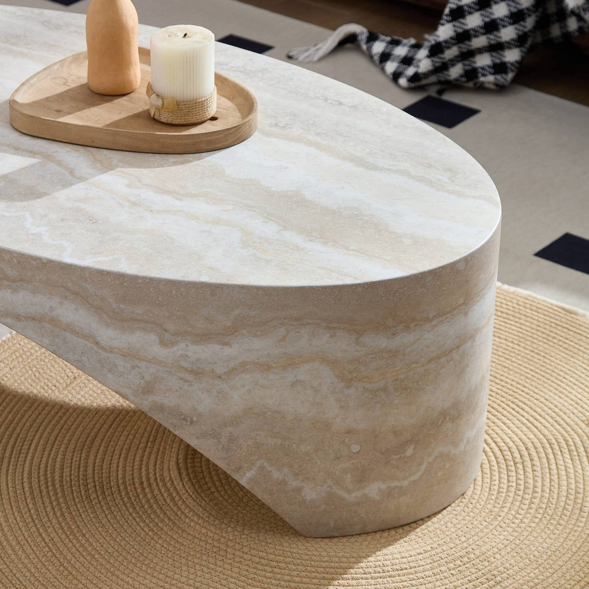 White Oval Fiberglass Gaming Desk - 43.31" Coffee Table for Living Room