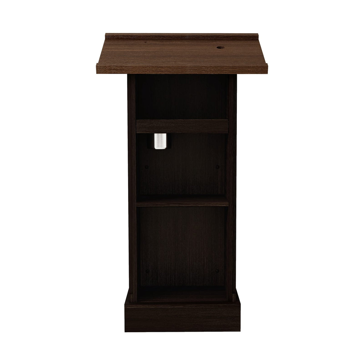 Vintage Wooden Lectern Stand - 44" Tall with Storage, Rustic Brown