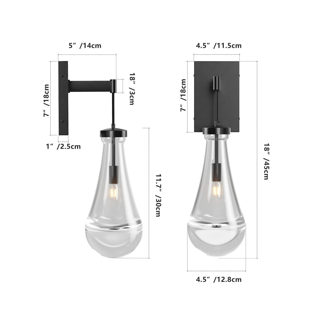 Black Iron Bathroom Sconce - Modern Raindrop Light