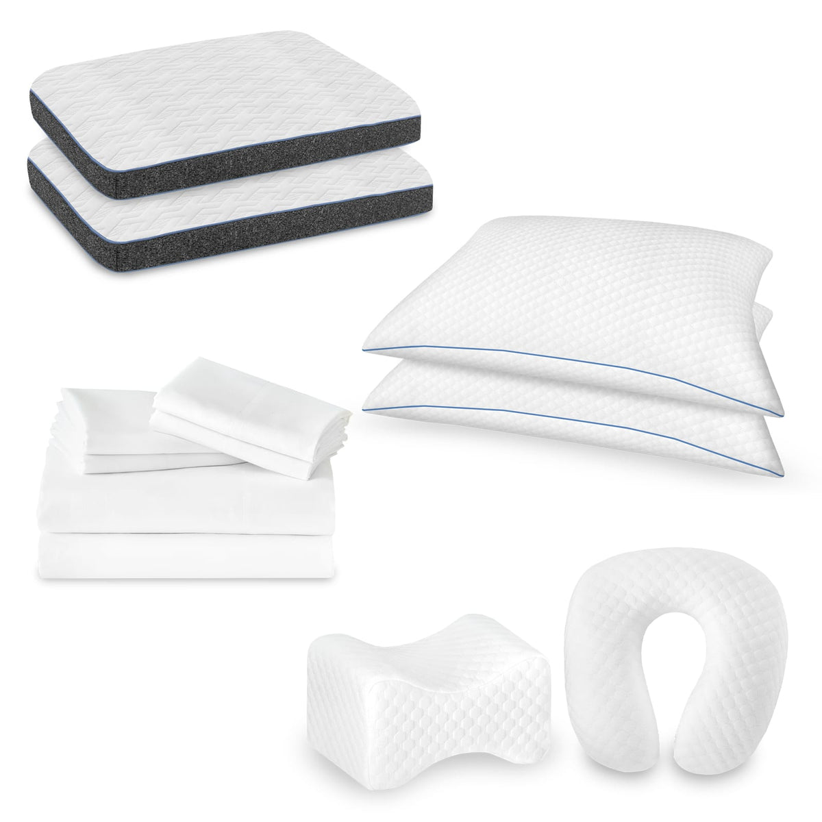 White Cotton Linen 12-Piece Bedding Set Cal King