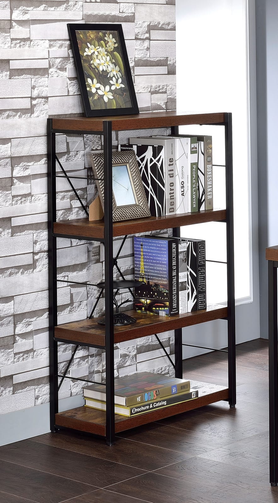 Small Black Oak Bookshelf - home Storage Shelf