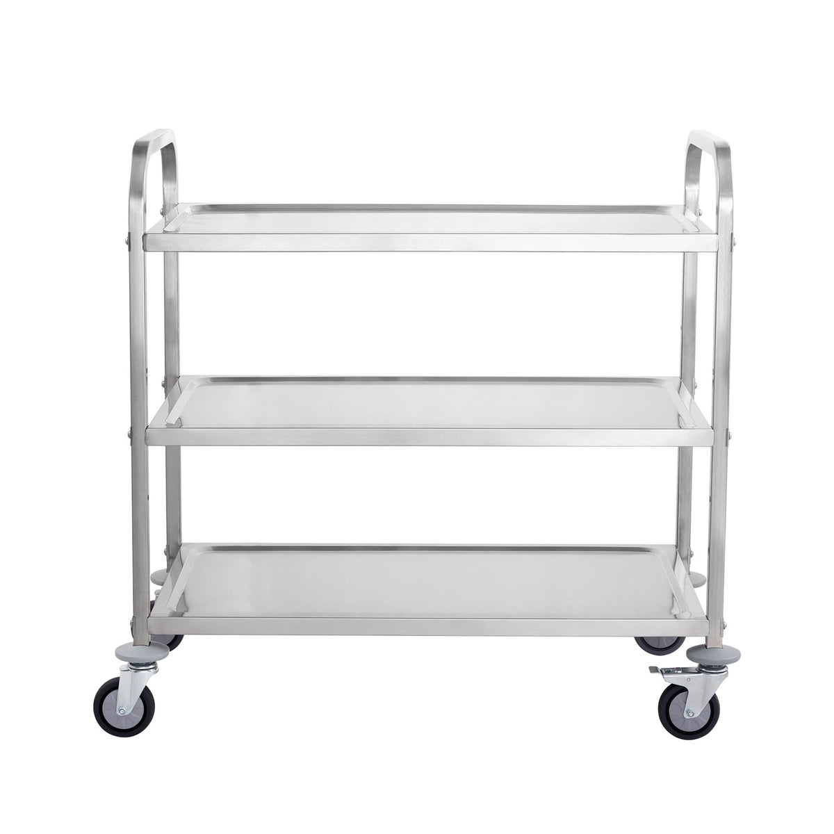 3-Tier Kitchen Utility Cart - Steel Gray Rolling Storage Trolley