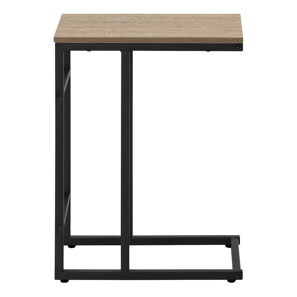 Brown C-Shaped End Table for Living Room or Guest Storage