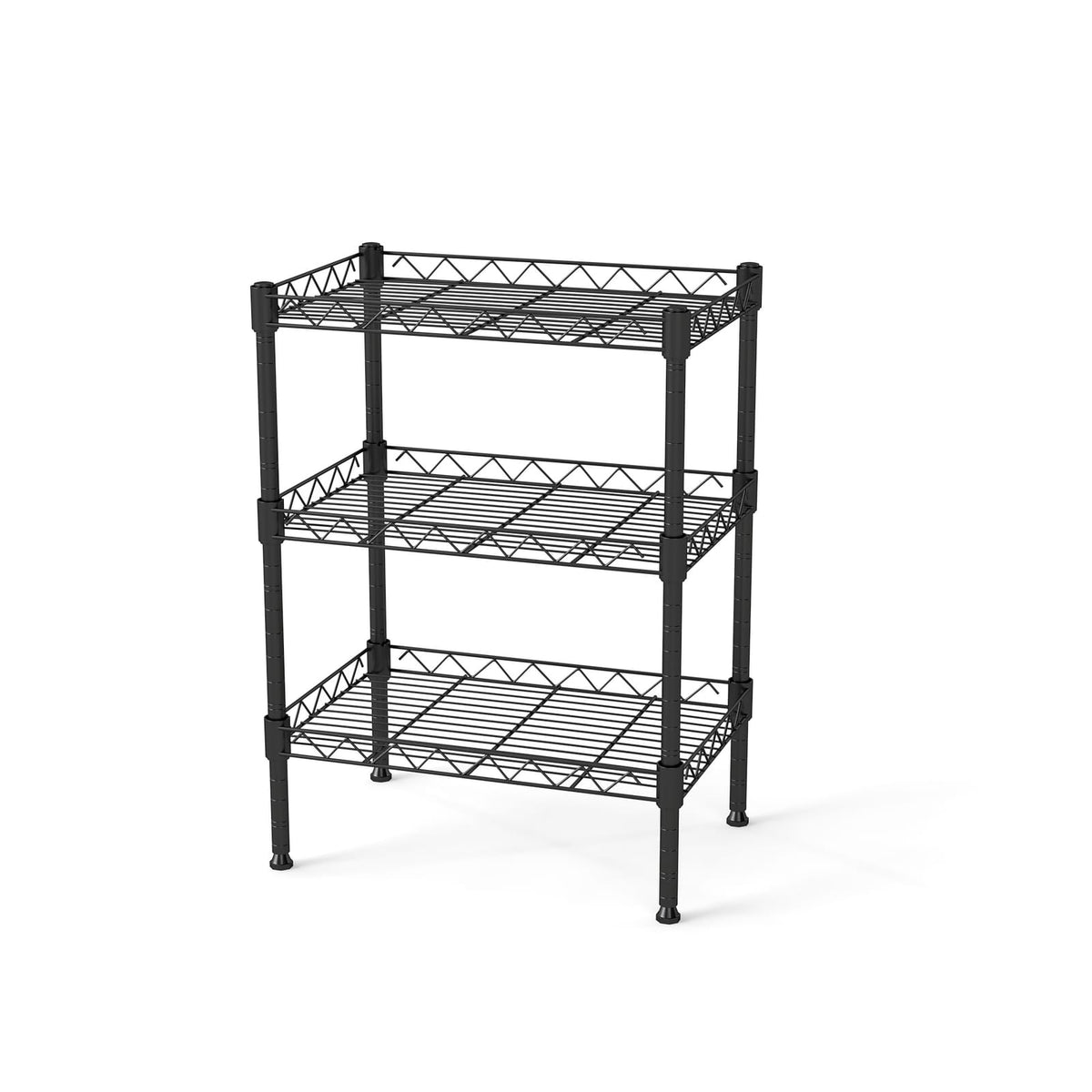 3-Tier Black Metal Wire Shelving Unit - Storage & Organization for Living Room