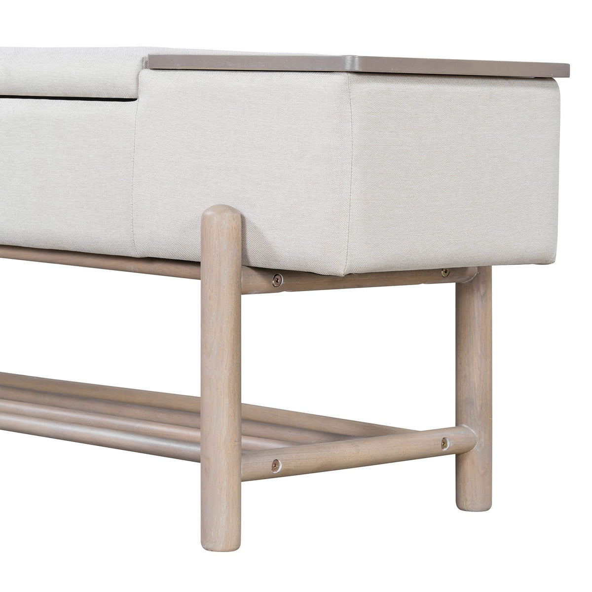 Natural Farmhouse Storage Bench with Hidden Compartment