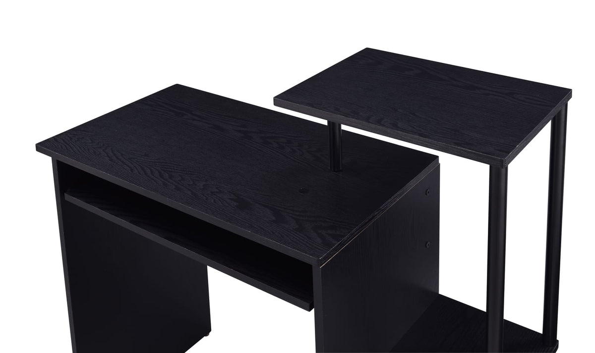 Black Computer Desk with Storage Shelves - 37" L for Home Office