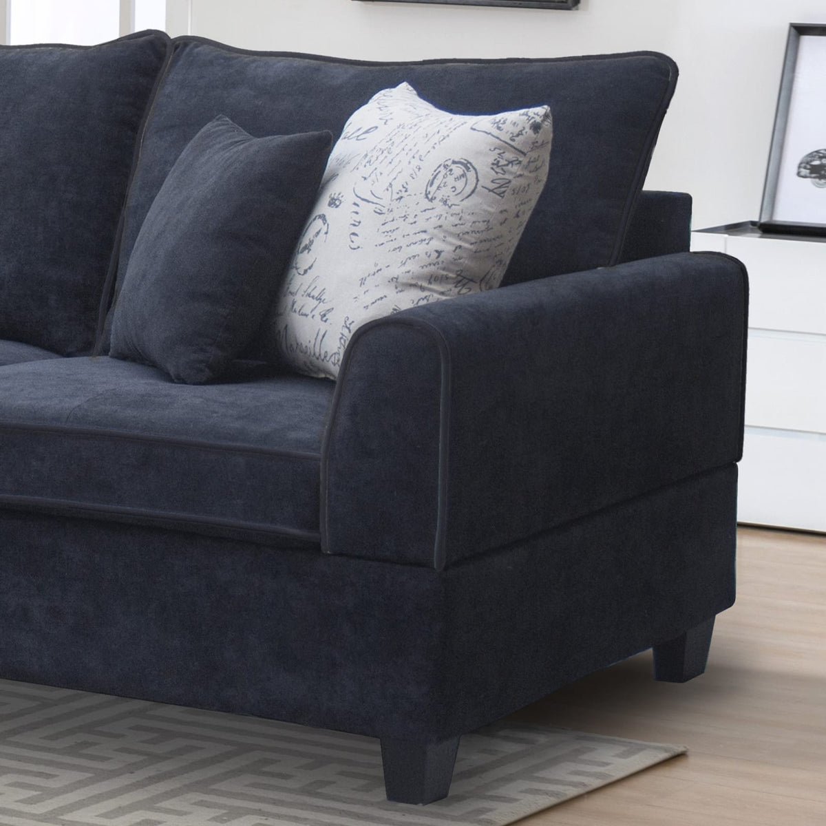 Harmony 99.5"W Black Fabric Sectional Sofa - 5 Seats for Living Room