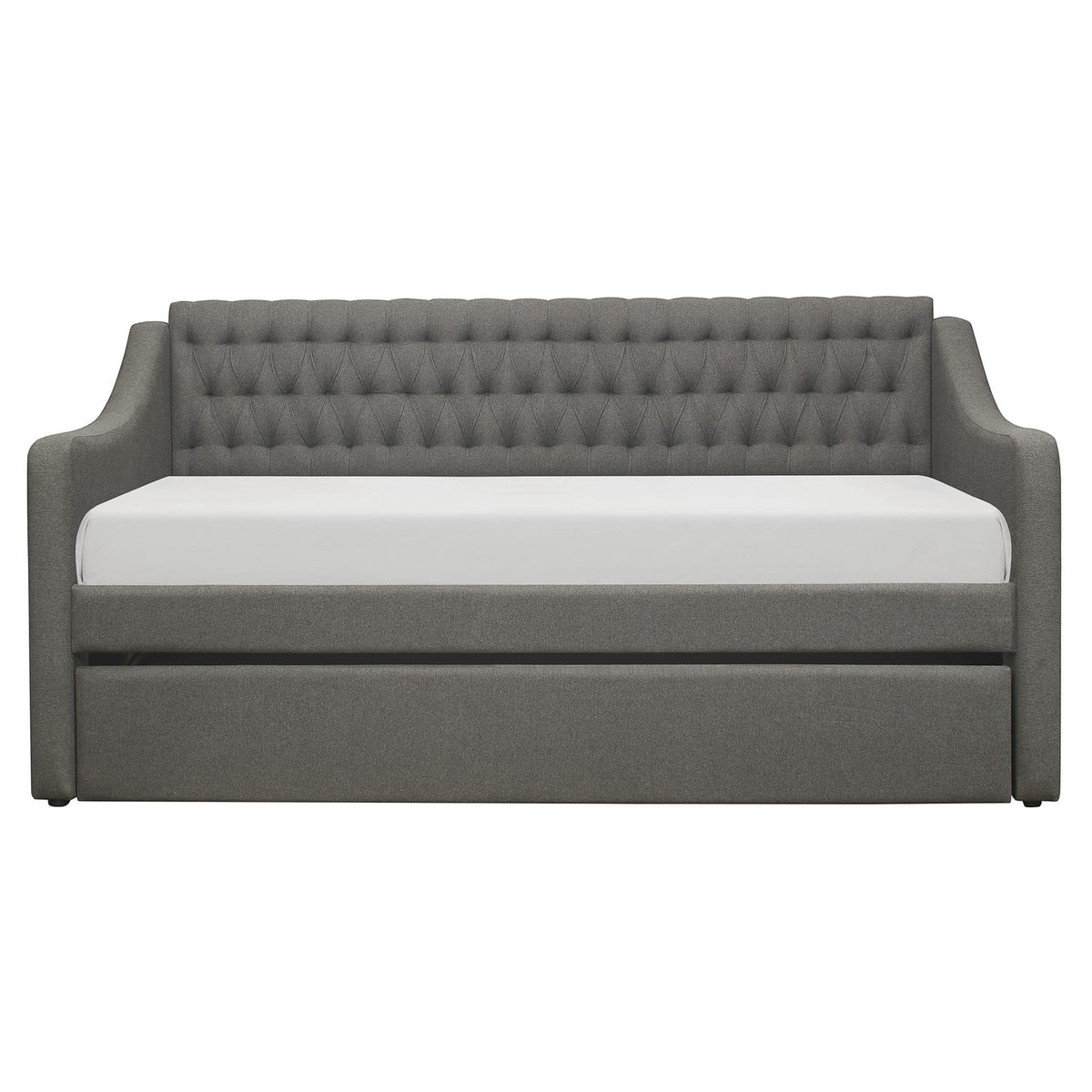Dark Gray Twin Sofa Bed with Trundle - Contemporary Style for Living Room