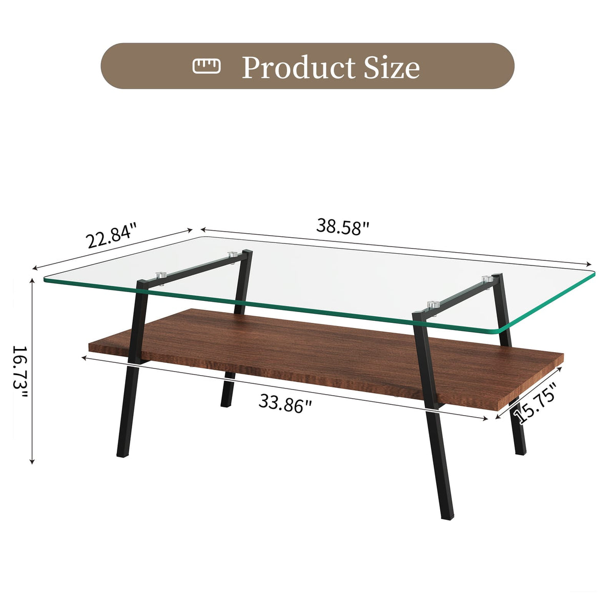 Transparent Tempered Glass Coffee Table Set - 3 Piece Living Room Table